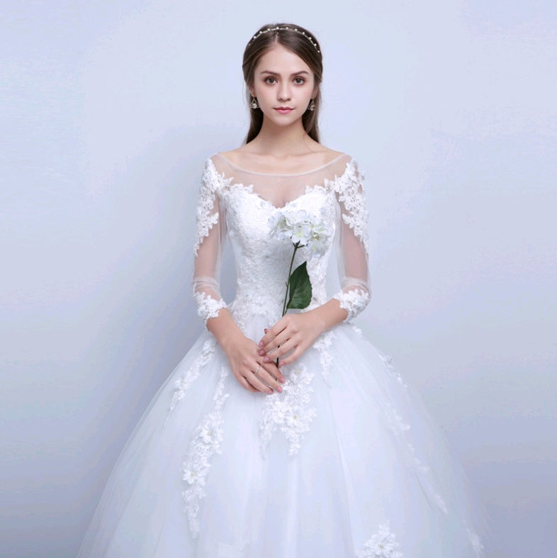 Krispfy.com New Shoulders Slim Wedding Bride I Married Slim Wedding Dress