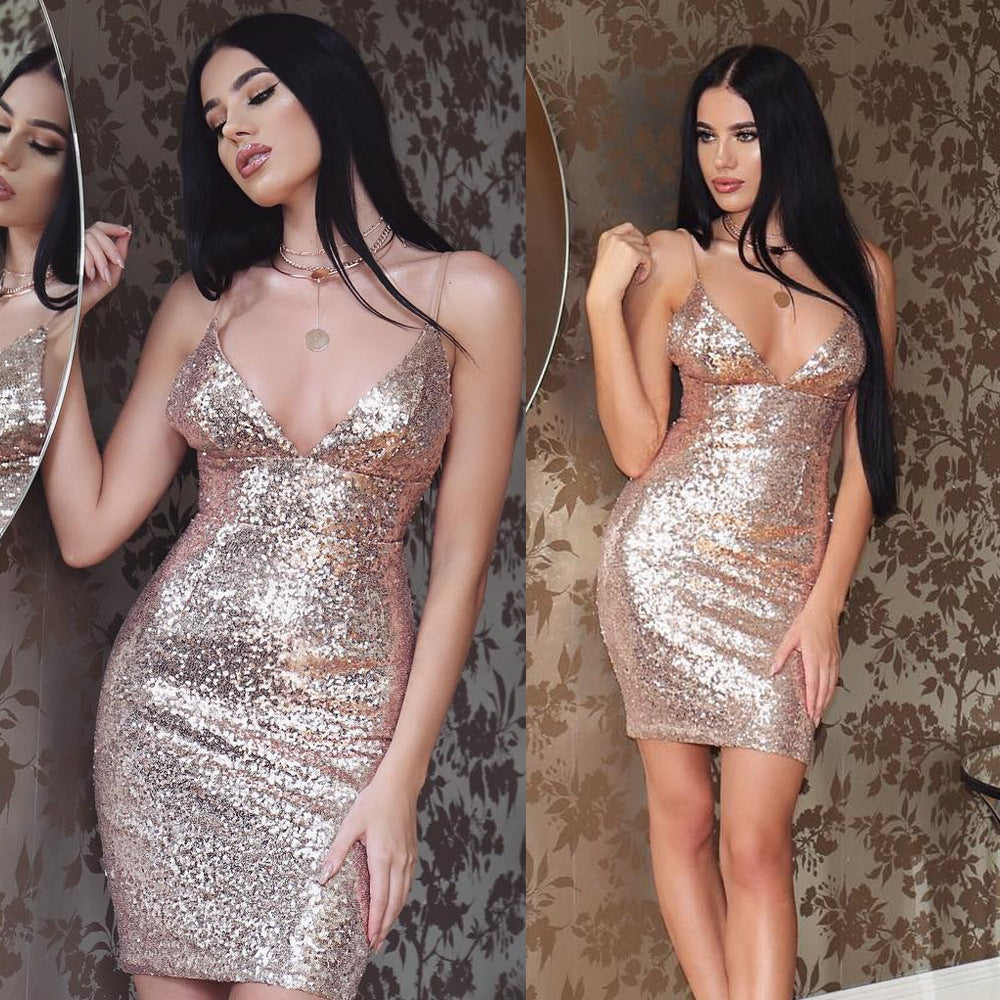 Krispfy.com - Strap Sequin Dress
