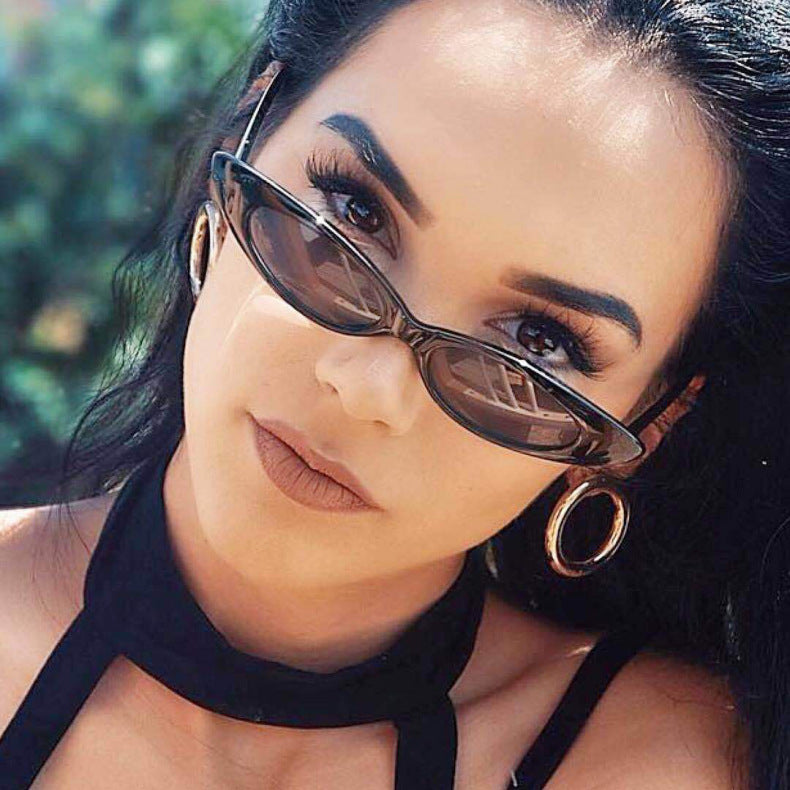 New Oval Frame Sunglasses Transparent Ocean Glasses Personality Retro