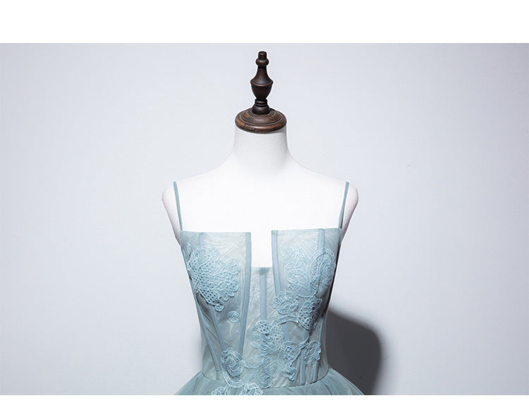 Krispfy.com Grey Green Suspender Bra Evening Dress For Women