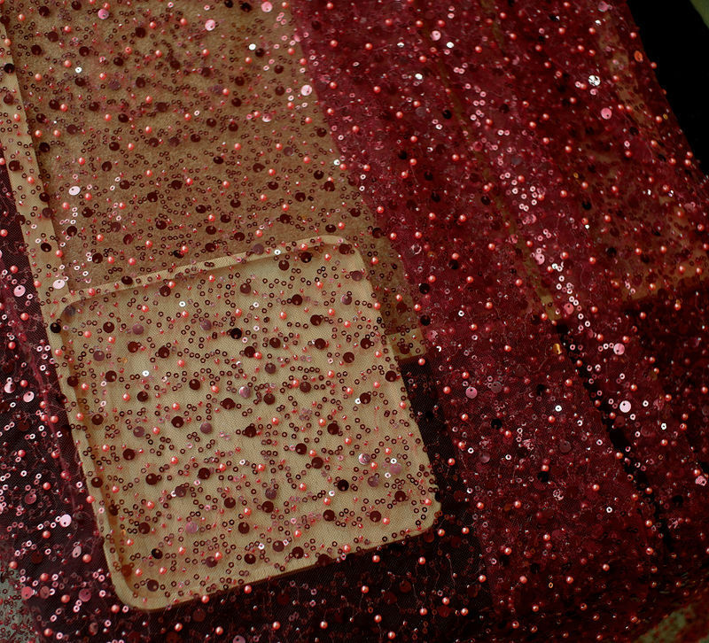 Krispfy.com Sequined Pearl Embroidery Lace I Single Sleeve Dress