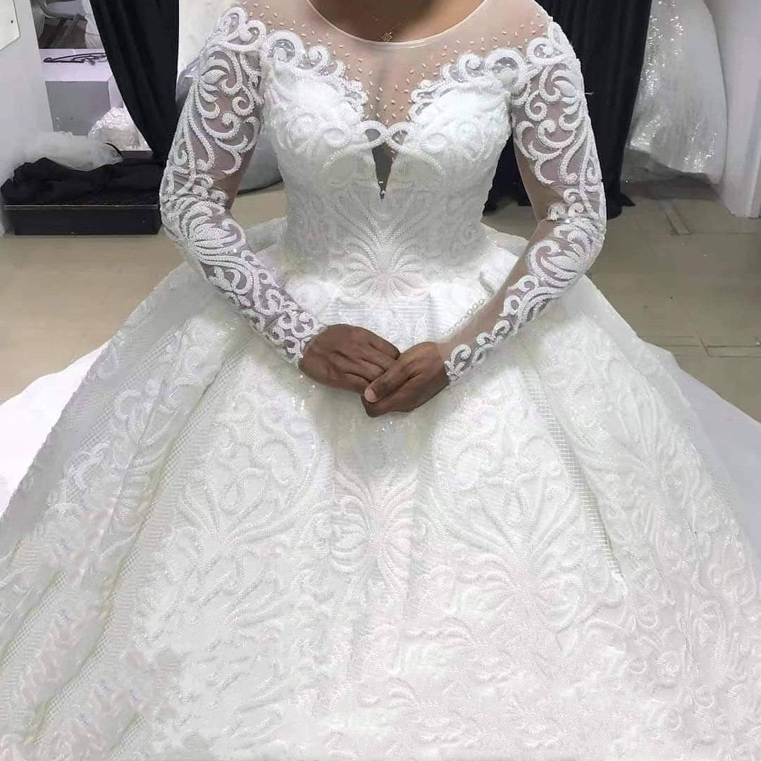 Krispfy.com - Gown Wedding Dress Long Sleeves Bridal Gown