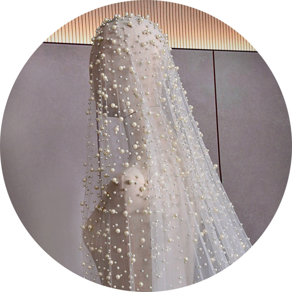 Krispfy.com Luxury Bridal Pearl Veil