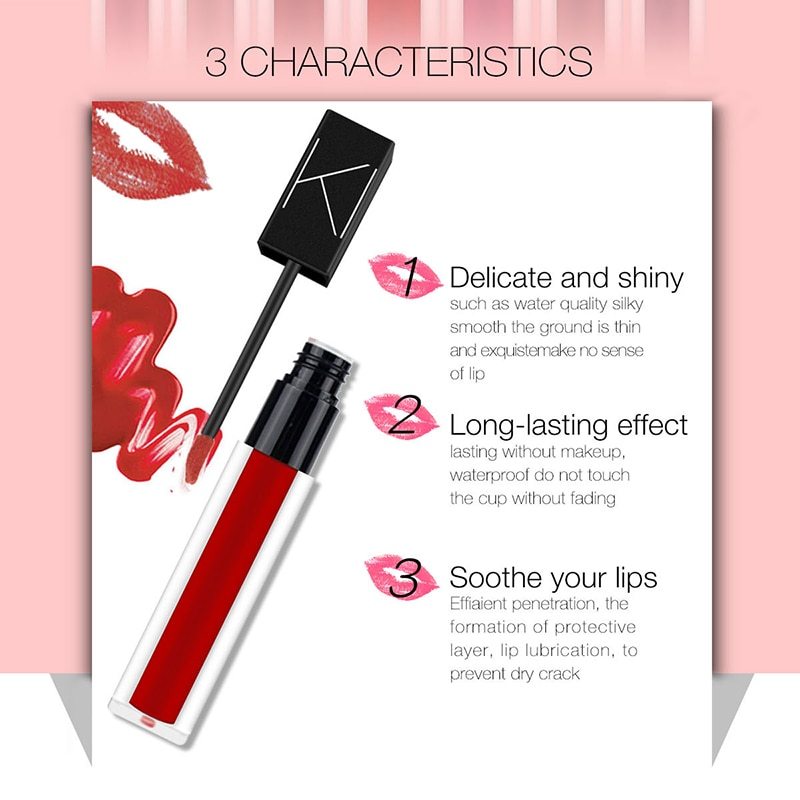 Krispfy Cosmetics Makeup Matte Smooth Lipstick Liquid Lipstick Matte Waterproof Lips Makeup Cosmetic Long Lasting Matte Lipstick Makeup