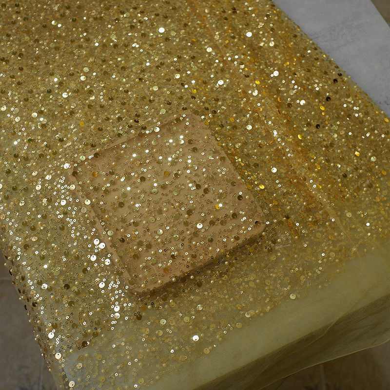 Krispfy.com Sequined Pearl Embroidery Lace I Single Sleeve Dress