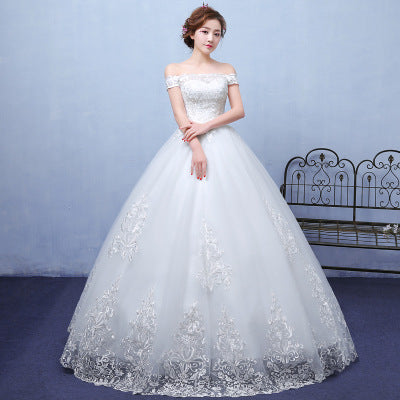 Krispfy.com Summer Paragraph White Word Shoulder Wedding Dress I Lace Wedding I Bride Wedding Dress
