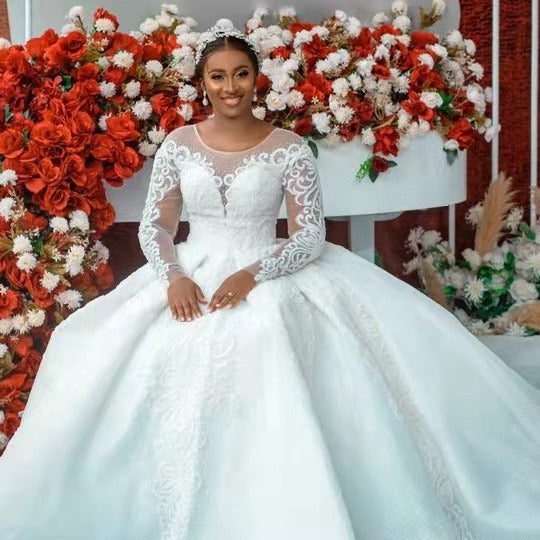 Krispfy.com - Gown Wedding Dress Long Sleeves Bridal Gown