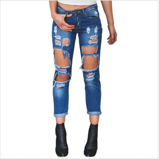 Krispfy.com - Orignals Explosion Europe Code loose wild sexy big hole beggar exaggerated boyfriend jeans