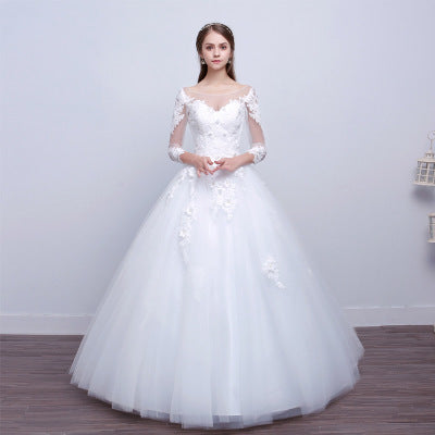 Krispfy.com New Shoulders Slim Wedding Bride I Married Slim Wedding Dress