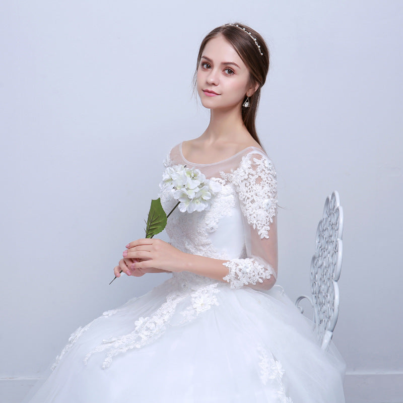 Krispfy.com New Shoulders Slim Wedding Bride I Married Slim Wedding Dress