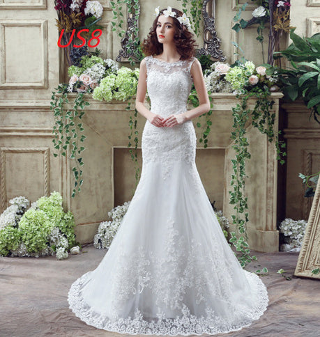 Krispfy.com Bride Trailing Wedding Dress sexy Lace Mermaid Wedding DressW