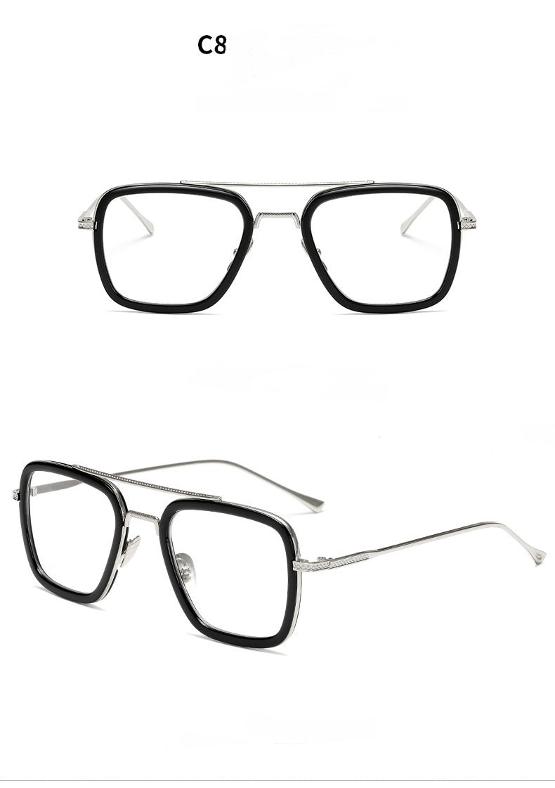 New Fashion Sunglasses Men Metal Square Iron Glasses