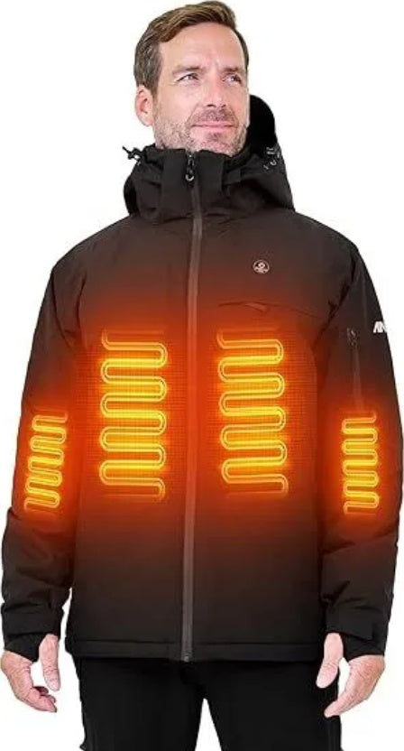 Heated Jacket, Ski Jacket Coat, With 12V 16000mAh Battery Pack, 5 Areas Heating Thicken Men Winter Coat
