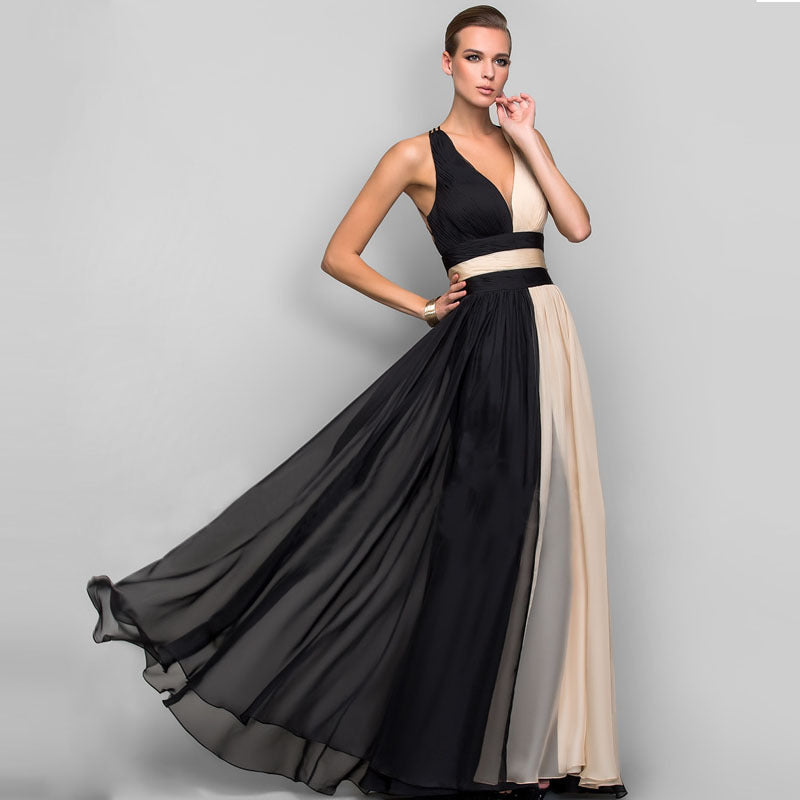 Krispfy.com - V-Neck Backless Dress I Skirt Long Dress