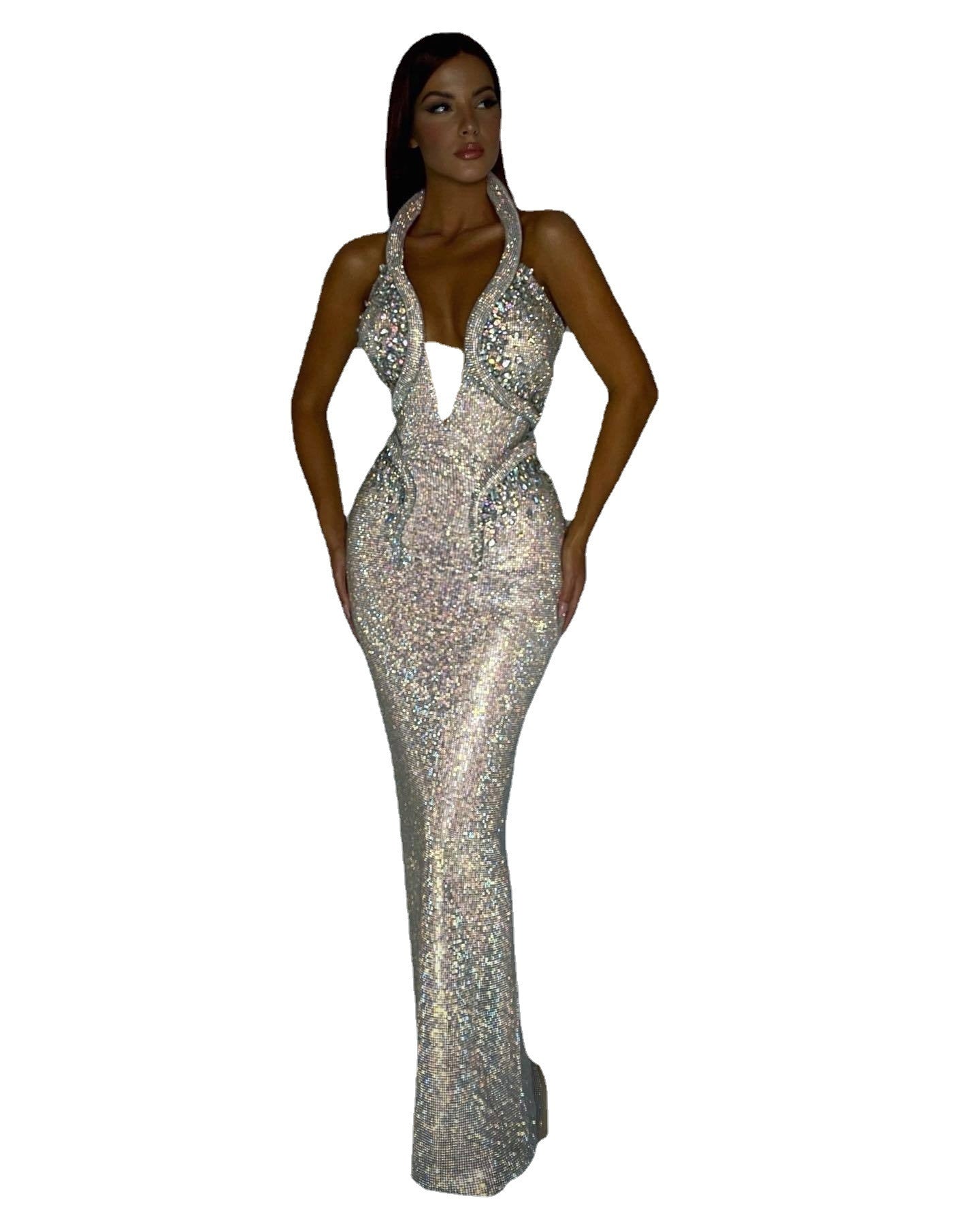 Krispfy.com Sexy Sequined Banquet Dress Sheath Trailing Evening Dress