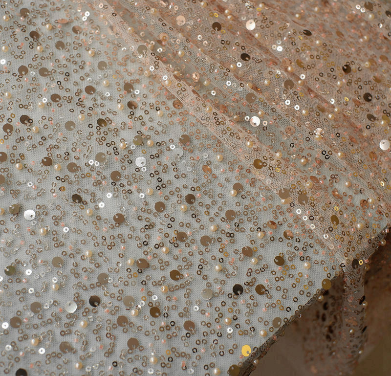 Krispfy.com Sequined Pearl Embroidery Lace I Single Sleeve Dress