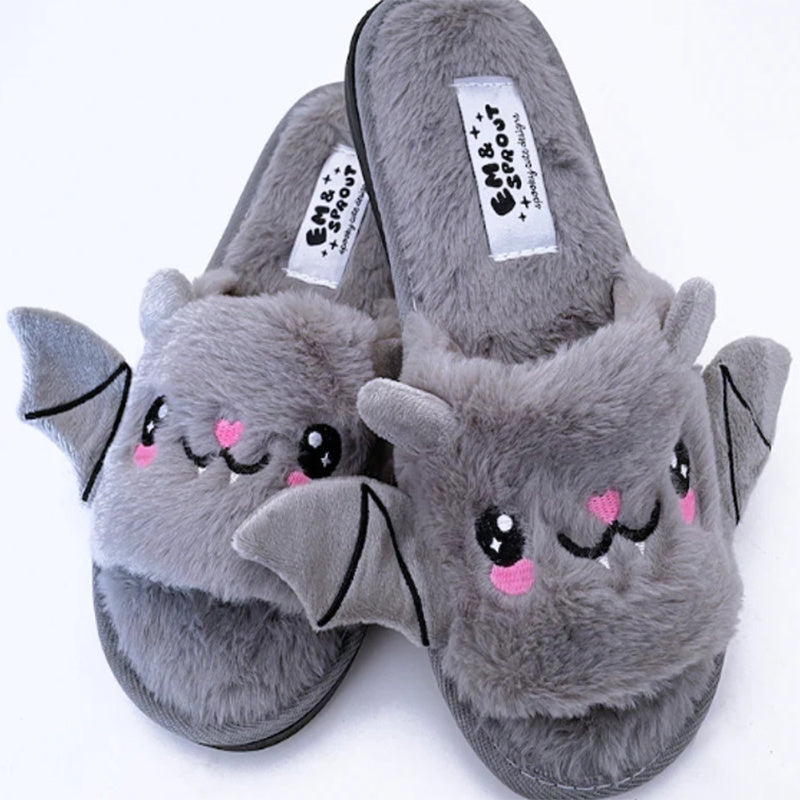Krispfy Orignals USA - Halloween Shoes Cute Bat Slippers I Warm Home Slippers