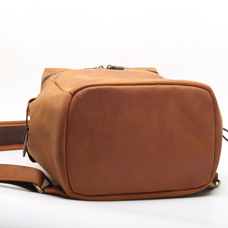 Classic Retro Backpack Crazy Horse Leather Cowhide Multi-compartment