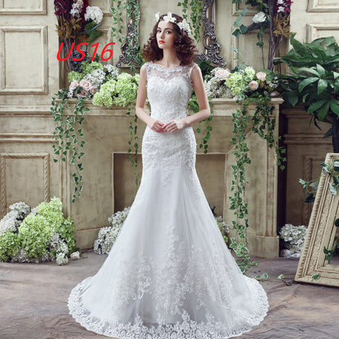 Krispfy.com Bride Trailing Wedding Dress sexy Lace Mermaid Wedding DressW