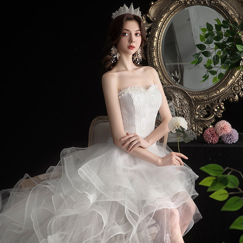 Krispfy.com Short Front And Back Length Small Trailing Wedding Dress