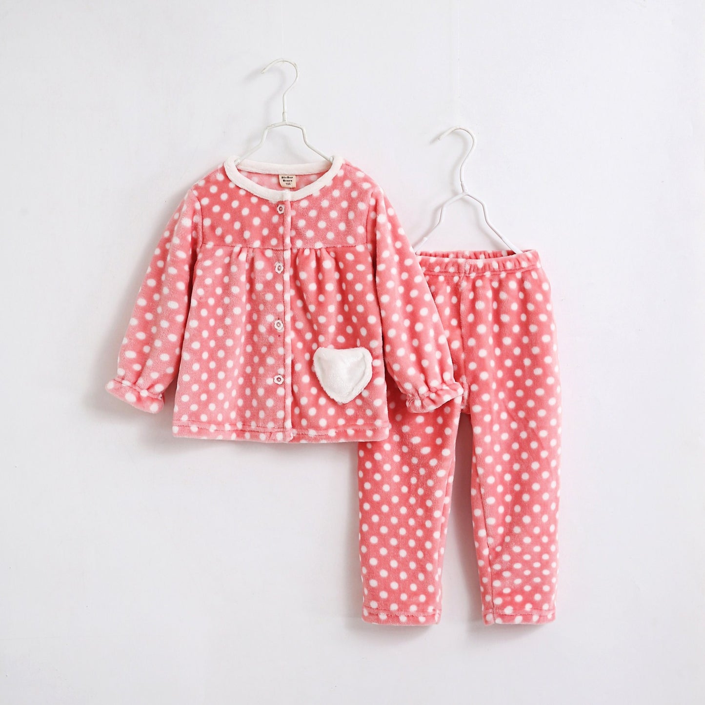 Flannel thickening girls' flannel autumn children's pajamas