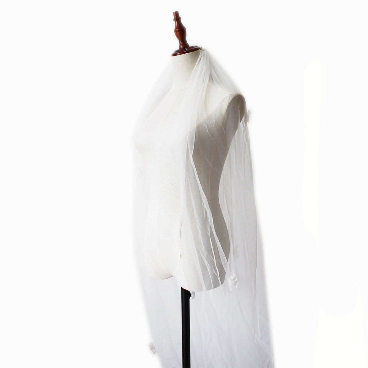 Krispfy.com Bridal Church Wedding Pearl Long Tail Tulle