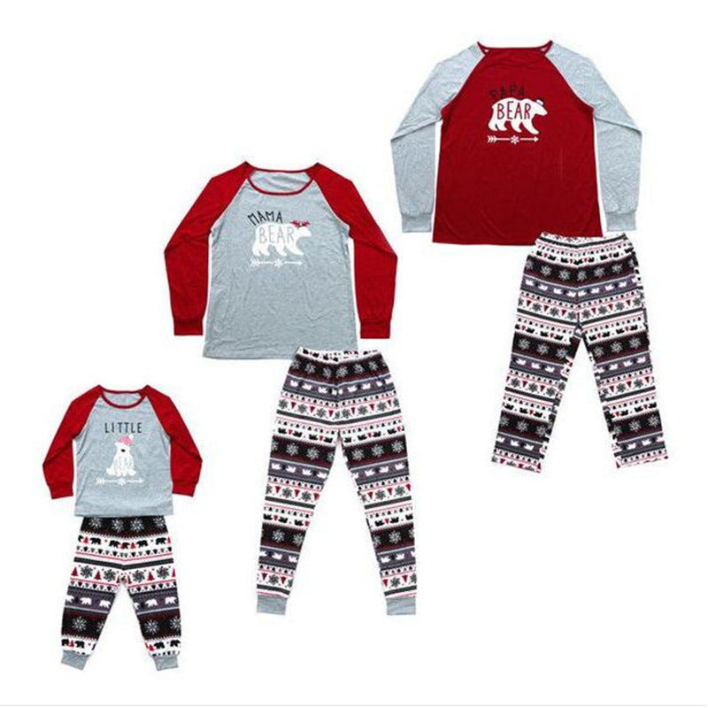 Family Red Cartoon Cartoon Cotton Suit Parent-child