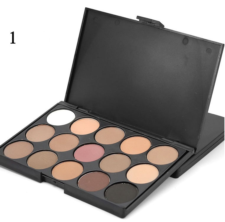 Krispfy Cosmetics 15 color eyeshadow earth color eye shadow smoky eyeshadow E15 multi color makeup plate beauty tools