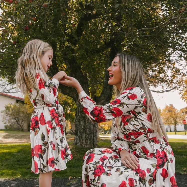 Floral Print Dress For Mother And Daughter