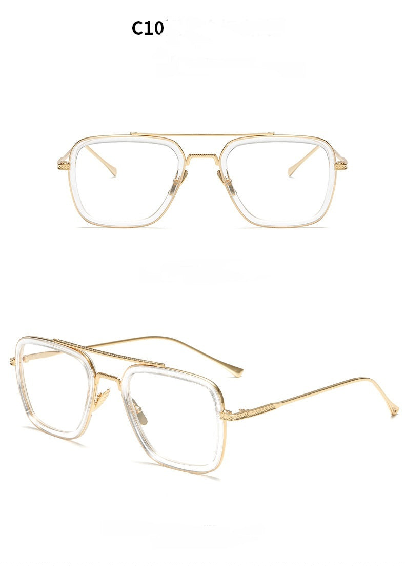 New Fashion Sunglasses Men Metal Square Iron Glasses