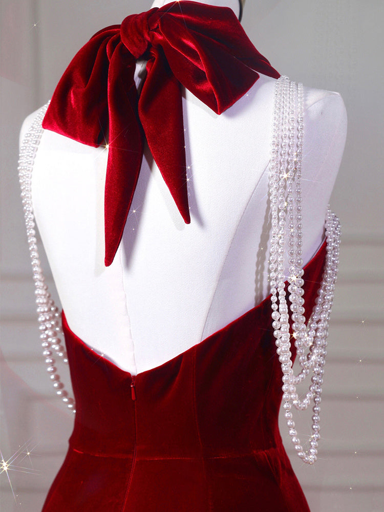 Krispfy.com Velvet Fish Tail Cocktail Dress Bridal Engagement