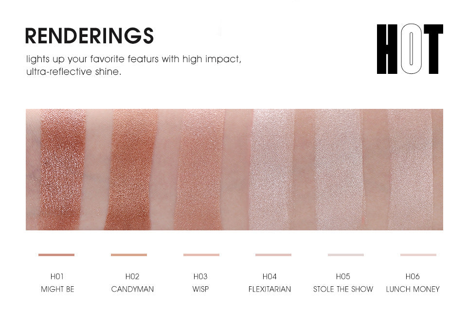 MYS Brand Face Makeup Powder 6 color Waterproof Minerals Shimmer Brightener Contour Glow Kit Bronzer Highlighter Makeup Palettes - Krispfy.com