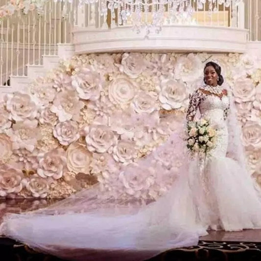 Krispfy.com Long Sleeves Mermaid  White Wedding Dress