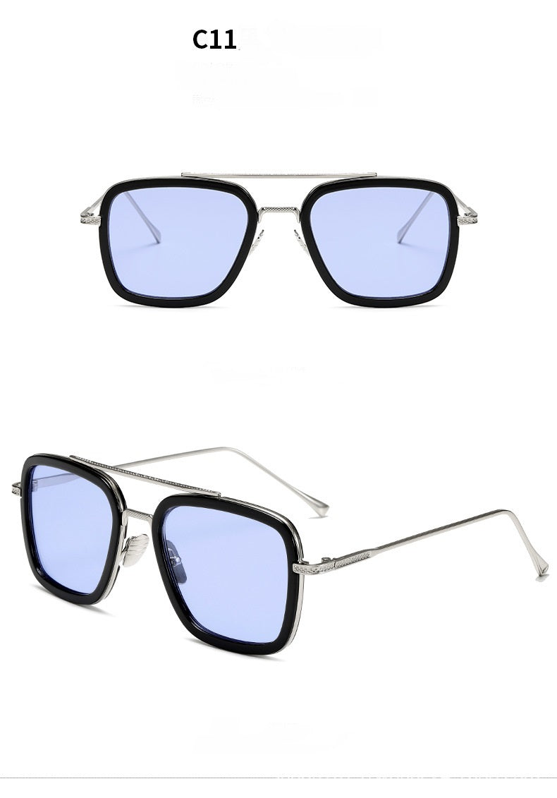 New Fashion Sunglasses Men Metal Square Iron Glasses