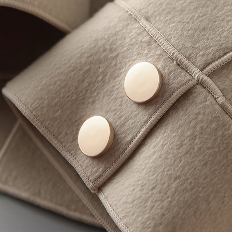 Elegant Women's Single-Breasted Raglan Sleeve Coat With Button & Pocket Details - Retro Style Casual Jacket