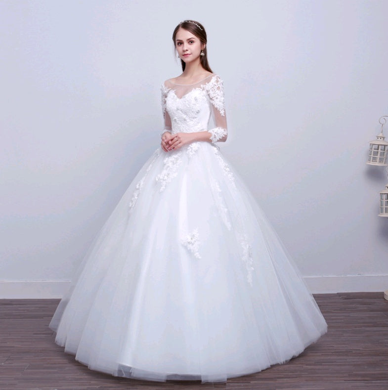 Krispfy.com New Shoulders Slim Wedding Bride I Married Slim Wedding Dress