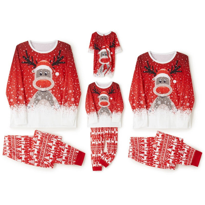 Christmas Print Long Sleeve Casual Parent-child Set