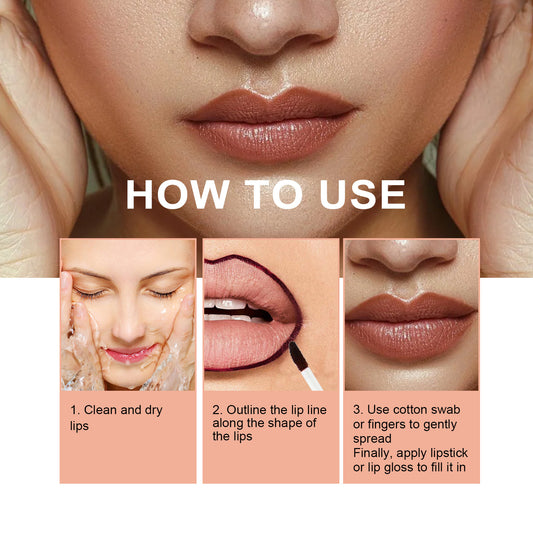 Krispfy Cosmetics Lip Liner Pen Dark Brown Waterproof Long Lasting Plump Soft Lip Gloss Makeup Cosmetics