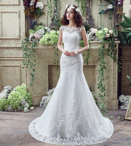 Krispfy.com Bride Trailing Wedding Dress sexy Lace Mermaid Wedding DressW
