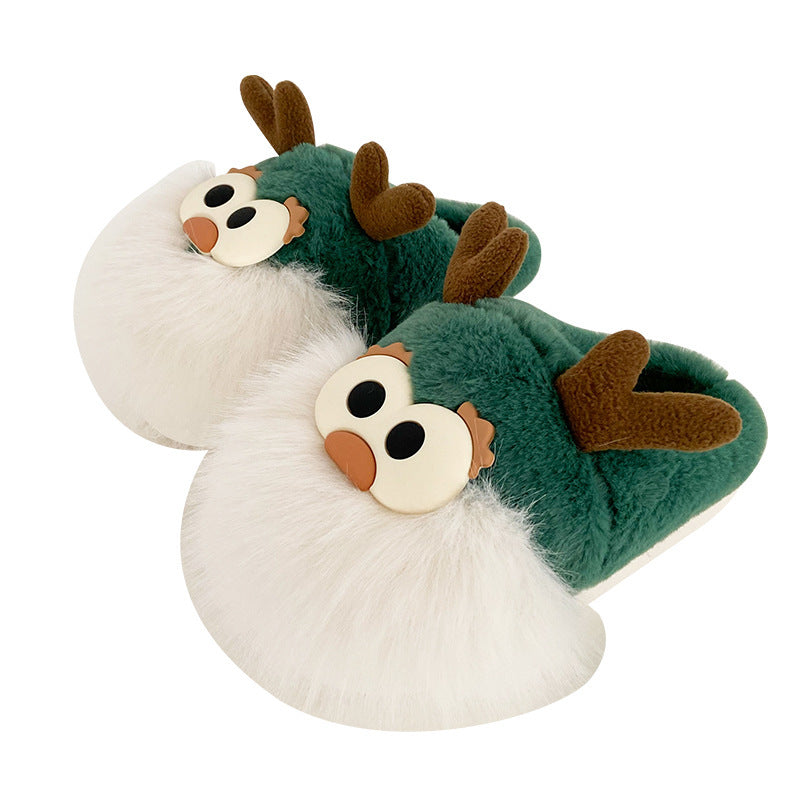 Krispfy Orignals USA - Cute Cartoon Christmas Deer Cotton Shoes I Winter Indoor Floor Home Slippers I Warm Women Plush Shoes