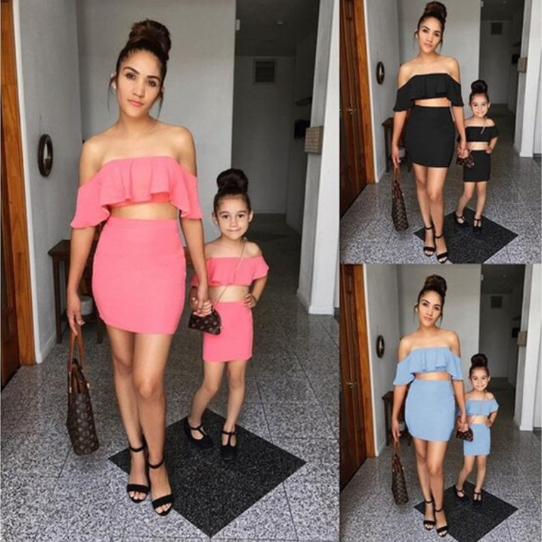 One-Word Ruffled Suit Skirt Mother And Daughter