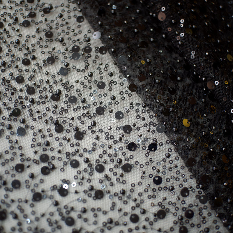 Krispfy.com Sequined Pearl Embroidery Lace I Single Sleeve Dress