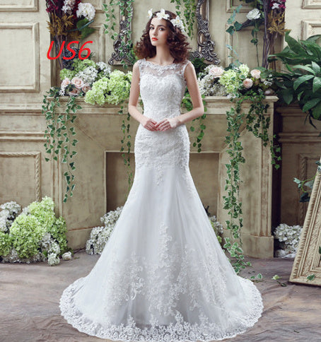 Krispfy.com Bride Trailing Wedding Dress sexy Lace Mermaid Wedding DressW