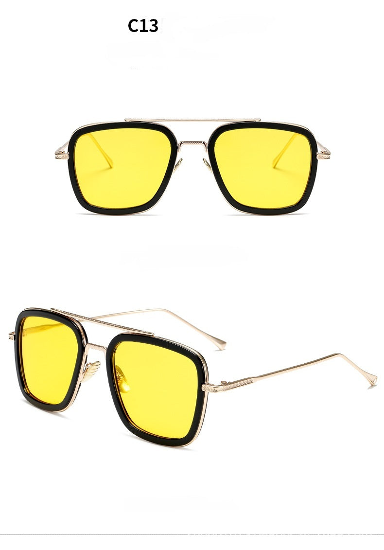 New Fashion Sunglasses Men Metal Square Iron Glasses