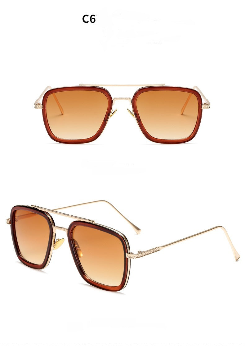 New Fashion Sunglasses Men Metal Square Iron Glasses