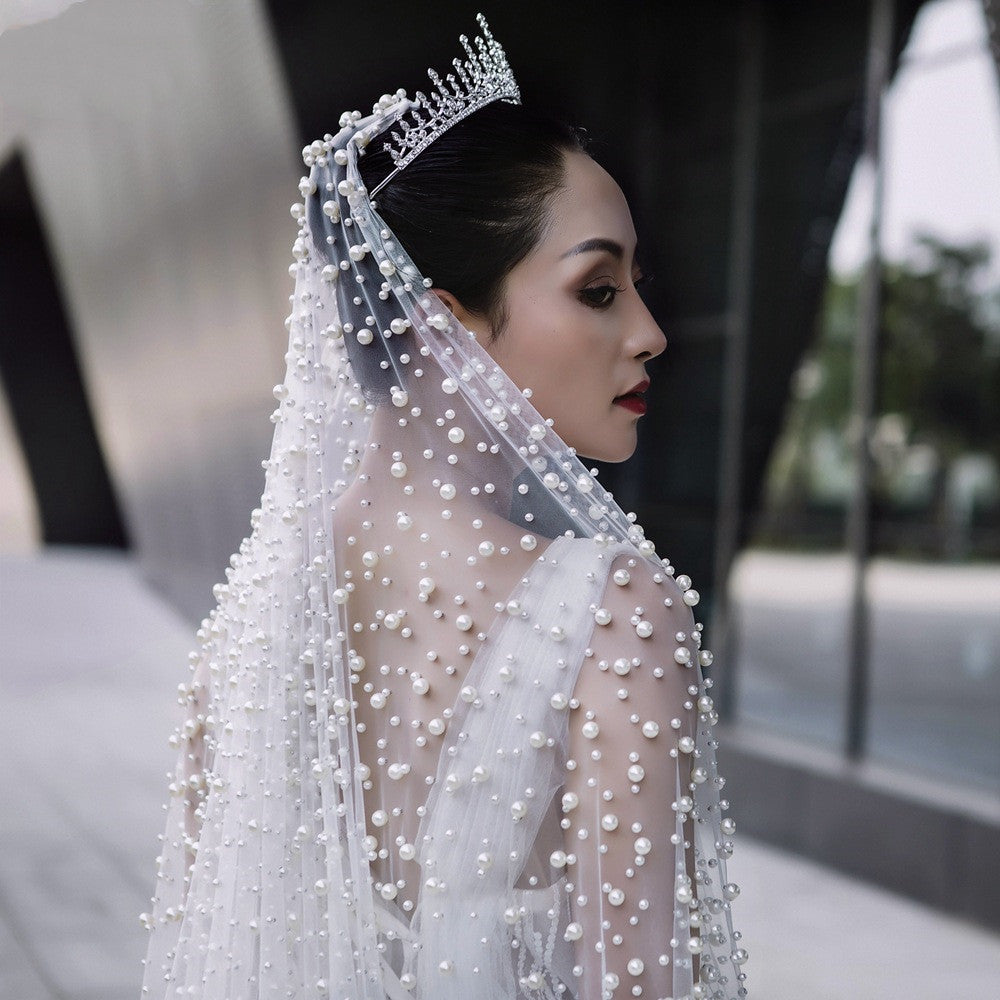 Krispfy.com Luxury Bridal Pearl Veil
