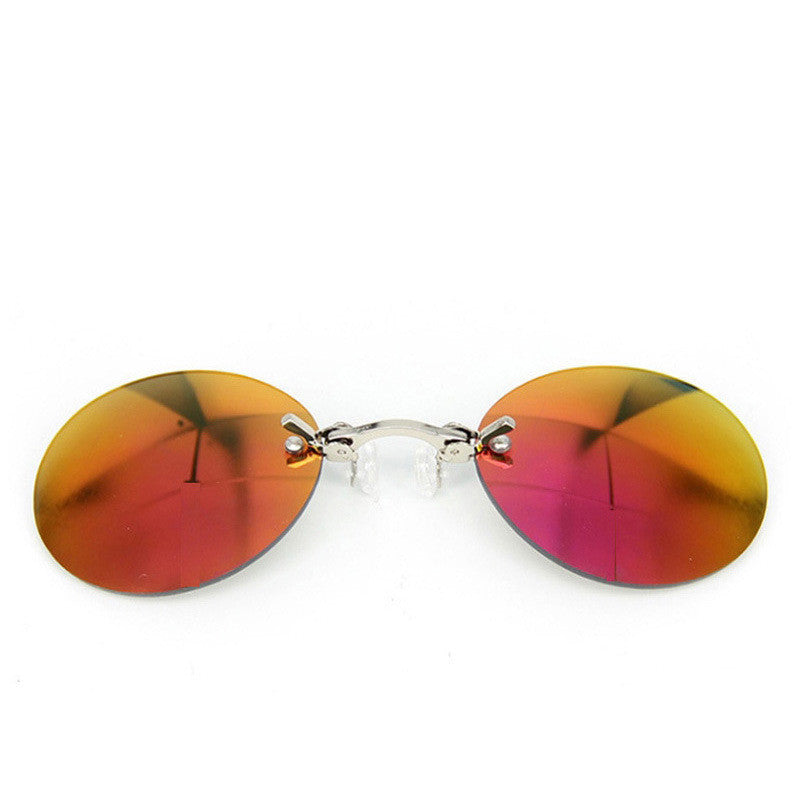 Frameless Clip-nose Round Clip-on Glasses Retro Mini Clip-nose Sunglasses