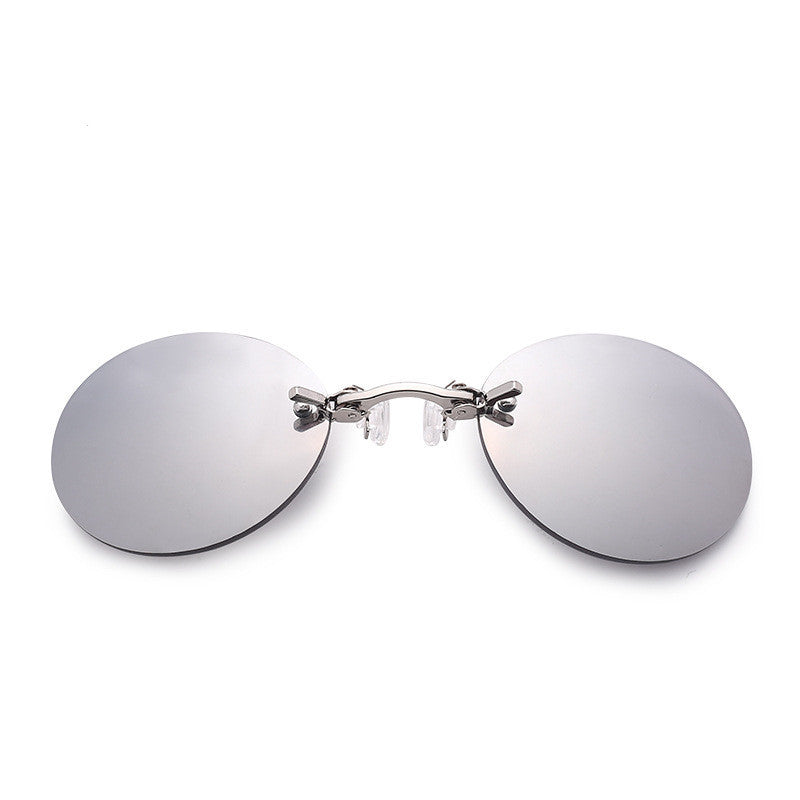 Frameless Clip-nose Round Clip-on Glasses Retro Mini Clip-nose Sunglasses