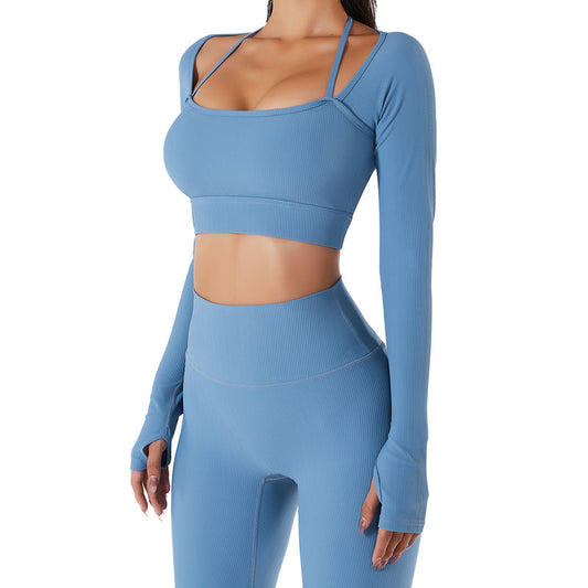 Sports Top Women's Quick-drying Workout Clothes With Chest Pad Slim Fit Skinny Long Sleeve Yoga Wear