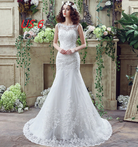 Krispfy.com Bride Trailing Wedding Dress sexy Lace Mermaid Wedding DressW